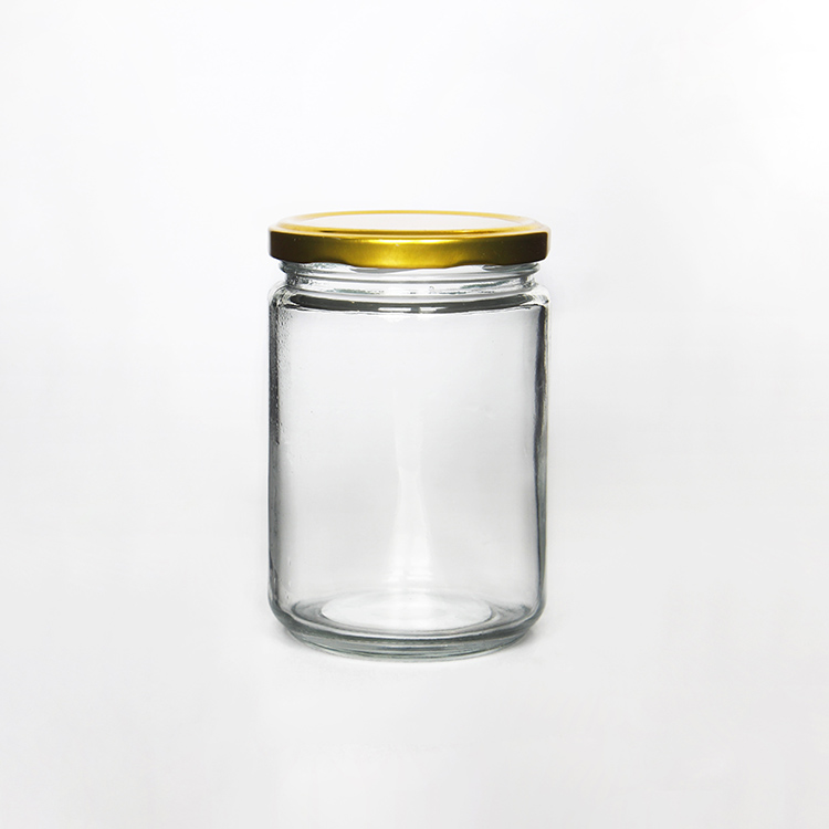 Clear Round Straight Sided Pickle Jar With Metal Plastisol Lined Lug Caps