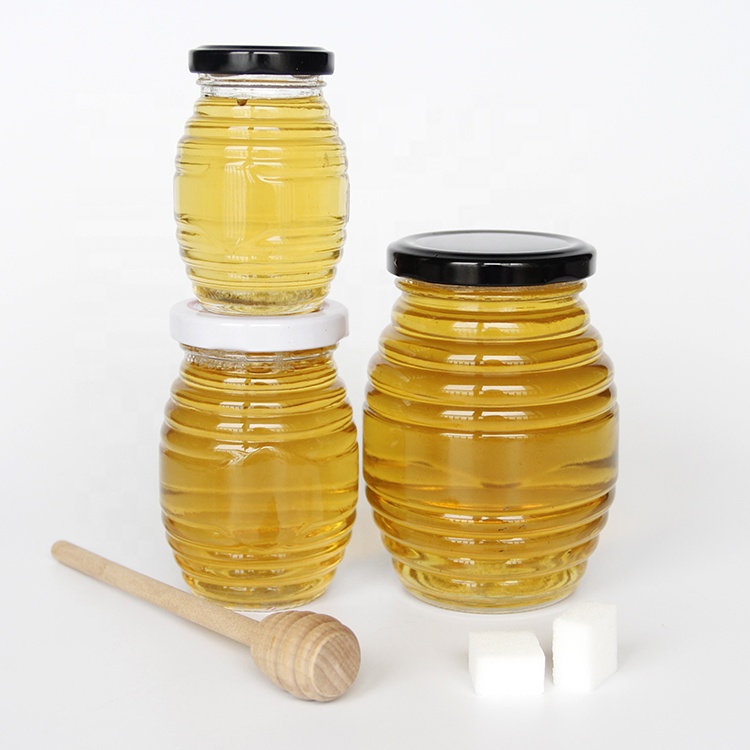 Reusable Clear 100g 250g 500g 1000g Thread Glass Honey Jar With Metal Lid
