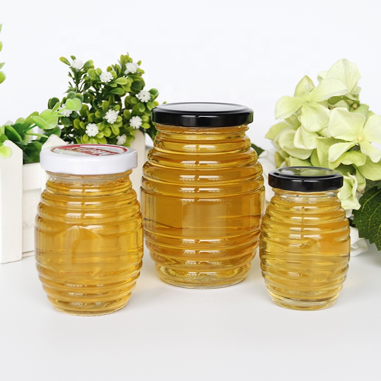Reusable Clear 100g 250g 500g 1000g Thread Glass Honey Jar With Metal Lid