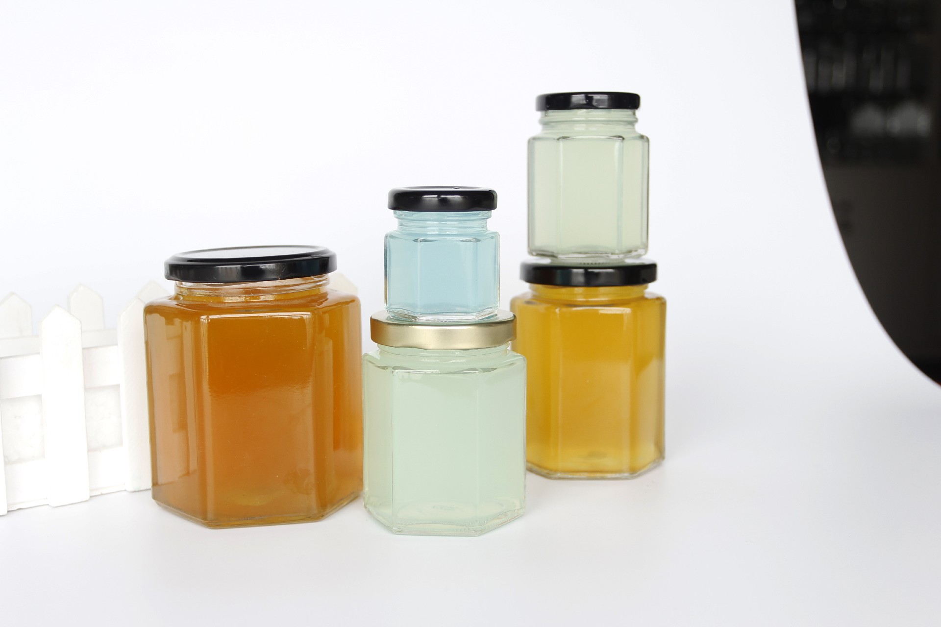 45ml-730ml Clear Hexagonal Glass Honey Jar With Plastisol Liner, Honey Pot Hexagon Glass Honey Jar
