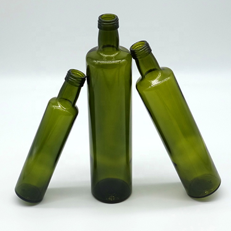 Glass Clear Amber Green Olive Oil Bottle with Plastic Cap