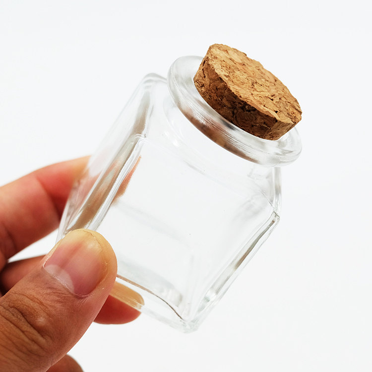 50ml  250ml 350ml 500ml Square Glass Jar with Wooden Cork, Glass Storage Jar