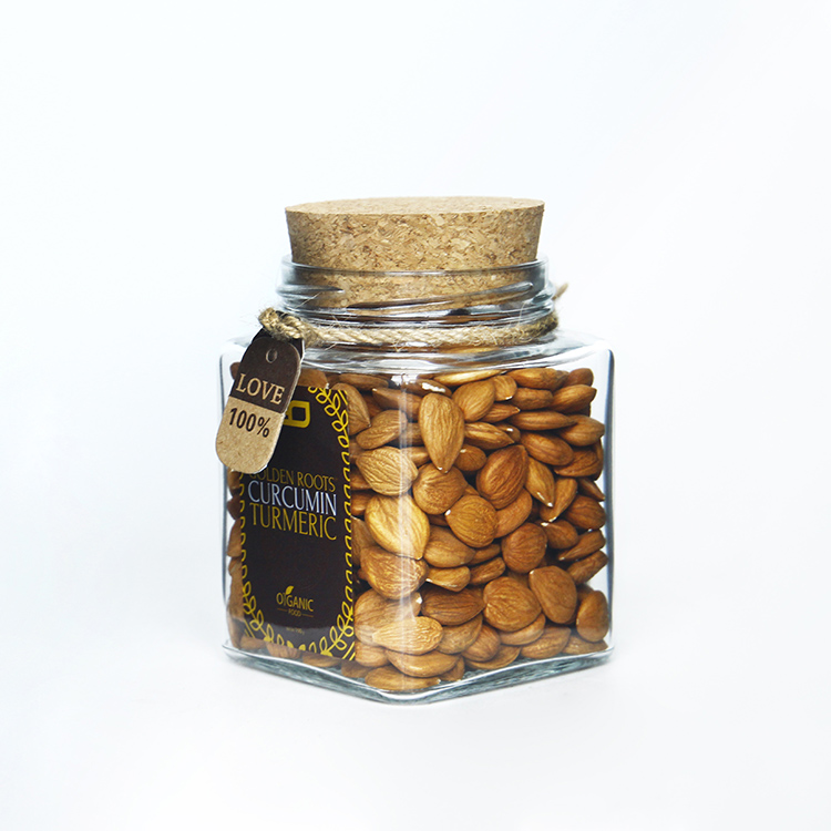 50ml  250ml 350ml 500ml Square Glass Jar with Wooden Cork, Glass Storage Jar