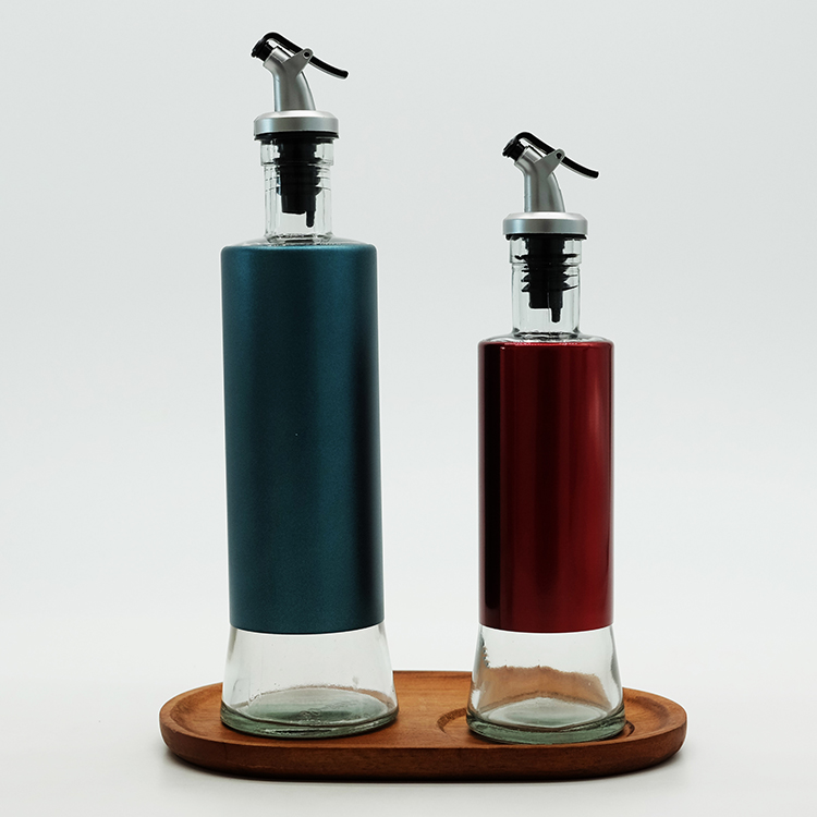 250ml 350ml Glass Round Bottle with Pour Spout Lid for Food Oil