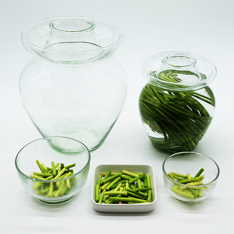 Glass Fermenting Jar Sealing Can with Lid Chinese Traditional Fermentation Crock Pickling Pot with Water Seal Airlock Lid for Kimchi Healthy Sauerkraut Pickles Fermented Vegetables