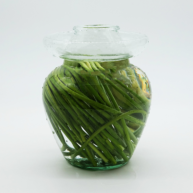 Glass Fermenting Jar Sealing Can with Lid Chinese Traditional Fermentation Crock Pickling Pot with Water Seal Airlock Lid for Kimchi Healthy Sauerkraut Pickles Fermented Vegetables