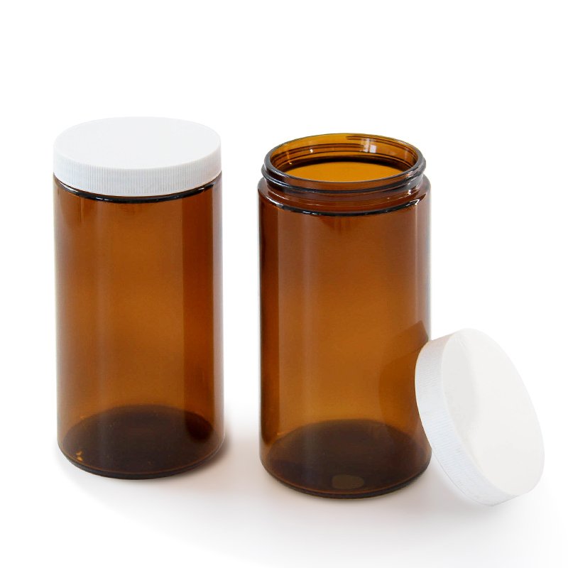 4oz 8oz 16oz 32oz Amber Glass Candle Jar With Plastic Liner Lid, Empty Round Cosmetic Glass Jar