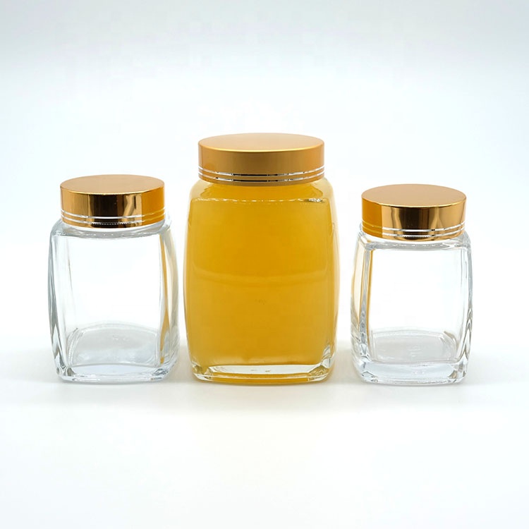 Square Glass Honey Jar with Screw Lid