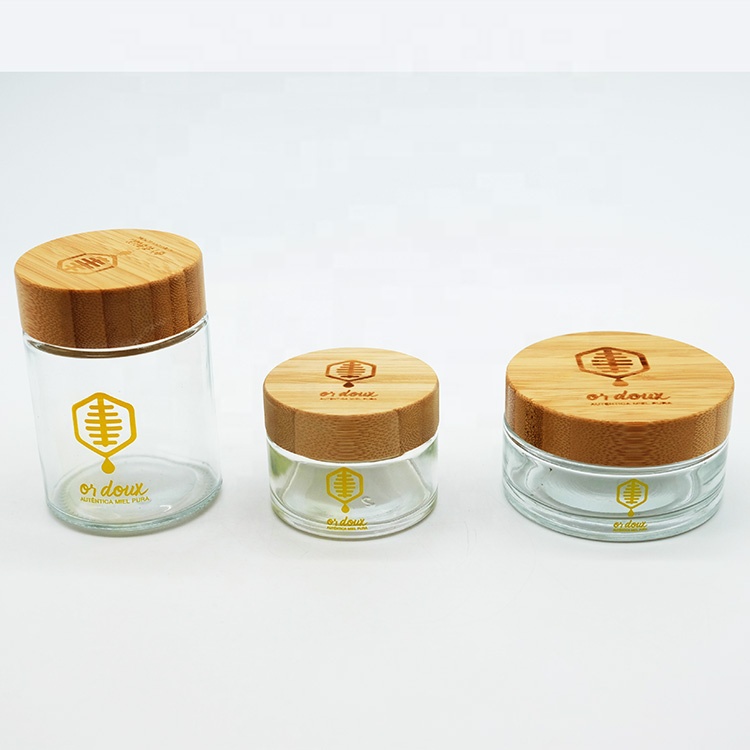 Custom Clear Cream Jar with Wood Lid