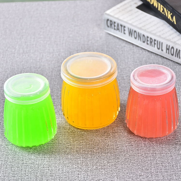 Small Pudding Glass Jar Bottle with Plastic Cap