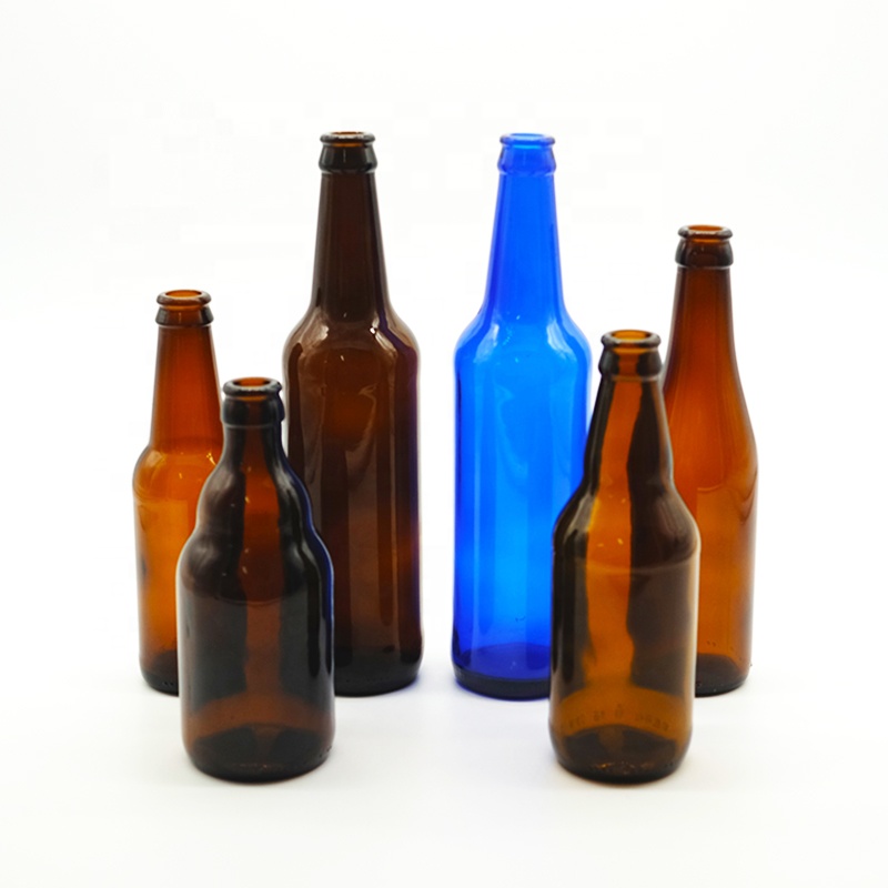 Various Size Clear Blue Amber Brown Glass Beer Bottles in Stock