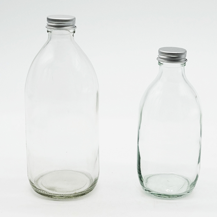 Reusable Glass Juice Bottles 330ml 500ml Soda Water Glass Bottle With 28mm Aluminum lid