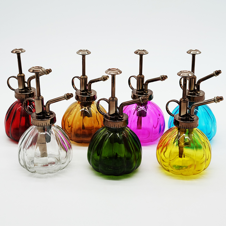 Glass Pumpkin shape bottle with pump for spraying
