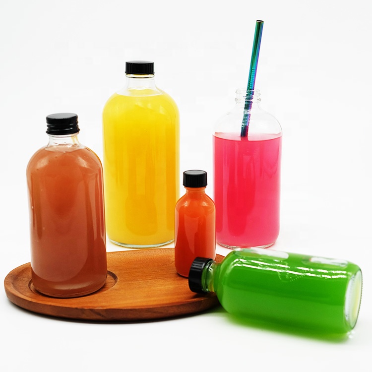 Clear Boston Glass Bottle Set for Juice