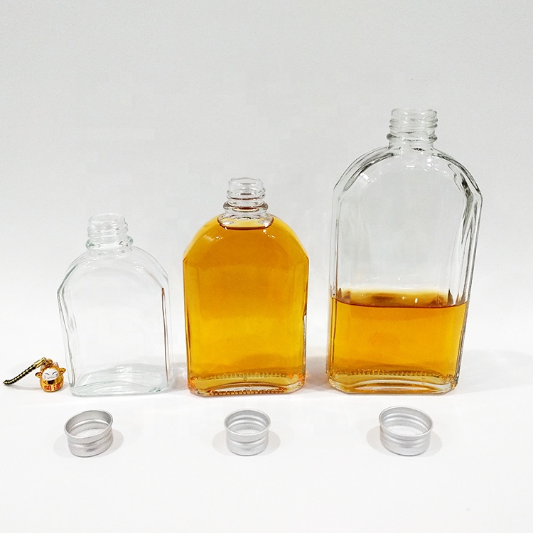 Various Shape Glass Flat Flask Bottle with Screw Cap