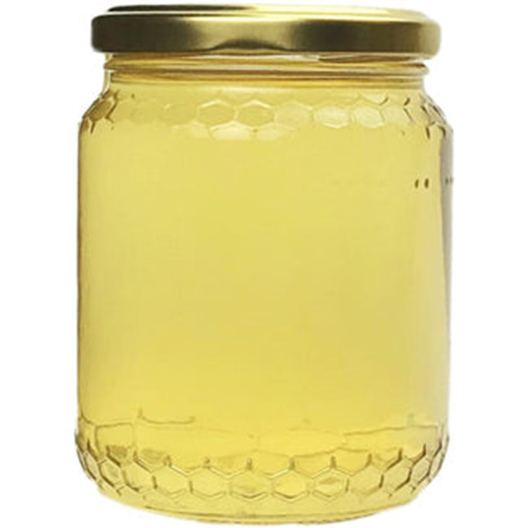 New Design Hex Cell Embossed Bottle Glass Honey Jar 380ml 580ml 730ml With Screw Cap